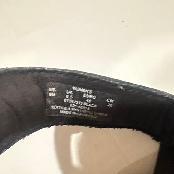 Sperry Bayou plushstep Black and Tan stretchy strap Sandals with heel cushion - Picture 8 of 10